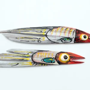 Extra large 57cm fish sculpture made from a natural palm leaf, hand-painted by Mario Diaz Art.